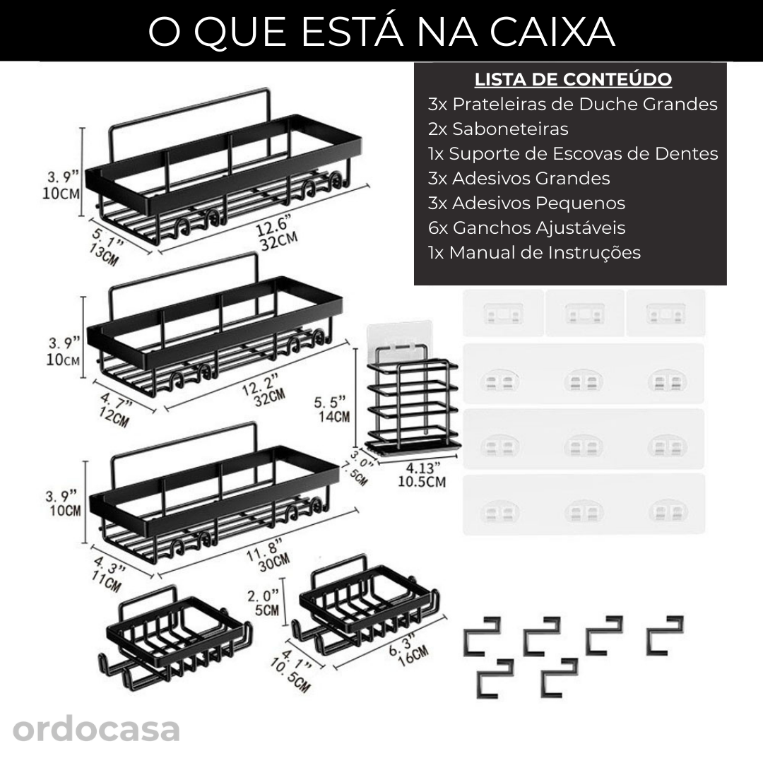 Kit Banho Japandi Premium (6 Peças) - Instalação Sem Furos